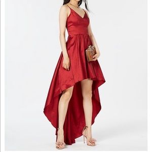 Red Shimmery Hi-Low Dress